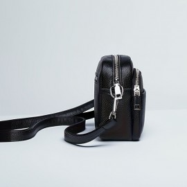 Women'S Genuine Leather Crossbody Bag - Large Capacity Retro Square Handbag with Detachable Strap, Golden-Tone Hardware & Zipper Closure, Elegant White/Black/Coffee/Green/Blue 