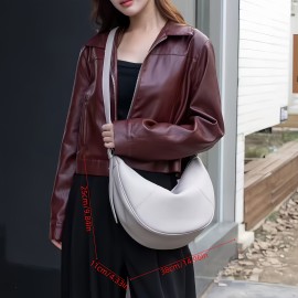 Women's Large Capacity Handbag - Elegant Full-Grain Crossbody Bag with Golden-Tone Hardware, Zipper Closure & Lining, Structured Round Top & Flat Base