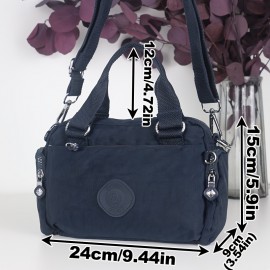 BO Women's Korean- Inspired Multi-Pocket Crossbody Bag - Lightweight Nylon Messenger Purse with Adjustable Wide Strap, Golden-Tone Hardware & Korean Brand Logo-Like Emblem, Mustard Yellow/Dark Blue/ Grey/Navy, School, Travel,