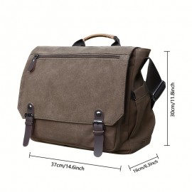 [Durable Crossbody Bag] Durable Large Capacity Canvas Crossbody Bag | Men's Casual Style with Multiple Pockets, Adjustable Strap, and Laptop Compartment for Daily Commuting & Outdoor Adventures