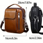 Men'S Genuine Leather Crossbody Bag - Adjustable Strap, Multiple Compartments, Zipper Closure, Black & Brown Options, Perfect for Everyday Use, Secure Travel Bag |