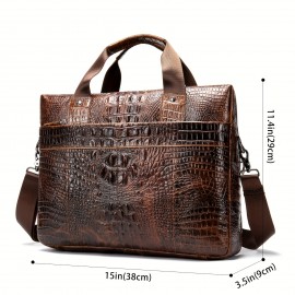 [Cowhide Leather | Briefcase] 14inch Cowhide Leather Men's Briefcase | Business HandBag Laptop Computer Bag Crossbody Bag | Men's Shoulder Bag Husband Gift