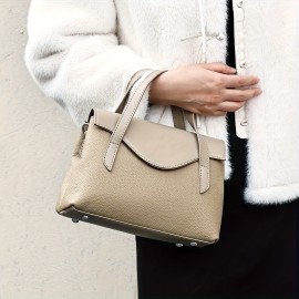 Genuine Leather Handbag, Top-Grain Cowhide Genuine Leather Crossbody Bag with Adjustable Strap, Solid Color Genuine Leather Shoulder Bag for Business, Commute, and Gatherings - A Gift for Loved Ones