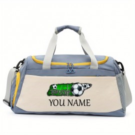 Customizable Soccer-Themed Large Capacity Gym Bag with Shoe Compartment, Adjustable Shoulder Straps & Multi-Functional Storage Pockets - Perfect for Basketball, Travel & Daily Use