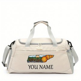 Customizable Soccer-Themed Large Capacity Gym Bag with Shoe Compartment, Adjustable Shoulder Straps & Multi-Functional Storage Pockets - Perfect for Basketball, Travel & Daily Use