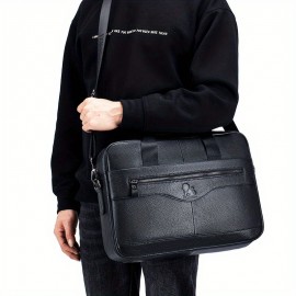 Leather Crossbody Bag, Men's Briefcase, Portable Shoulder Bag, Top Layer Leather File Bag, Large Leather Tote Bag, Leather Computer Bag, Suitable for Valentine's Day, Teacher's Day, Back to School, Graduation and Christmas Gifts