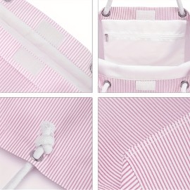 Women's Customizable Personalized Name/Text Handbag - Large Capacity Lightweight Tote Bag with Zip Closure, Pastel Pink (Custom Colors available) - for Commuting, Travel, Work, Everyday Use