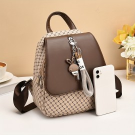 Stylish Women's High Quality Synthetic Leather Backpack - Soft Shell Lightweight Travel Bag with Multiple Pockets, Adjustable Straps & Charms (Bright Pink/Coffee Brown/Terracotta/Black), Casual Daypack, Backpack for Travel