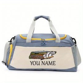 Customizable Soccer-Themed Large Capacity Gym Bag with Shoe Compartment, Adjustable Shoulder Straps & Multi-Functional Storage Pockets - Perfect for Basketball, Travel & Daily Use